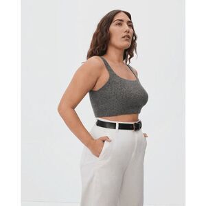 Everlane The Cozy Stretch Tank Heathered Charcoal Gray‎ Size L NWT